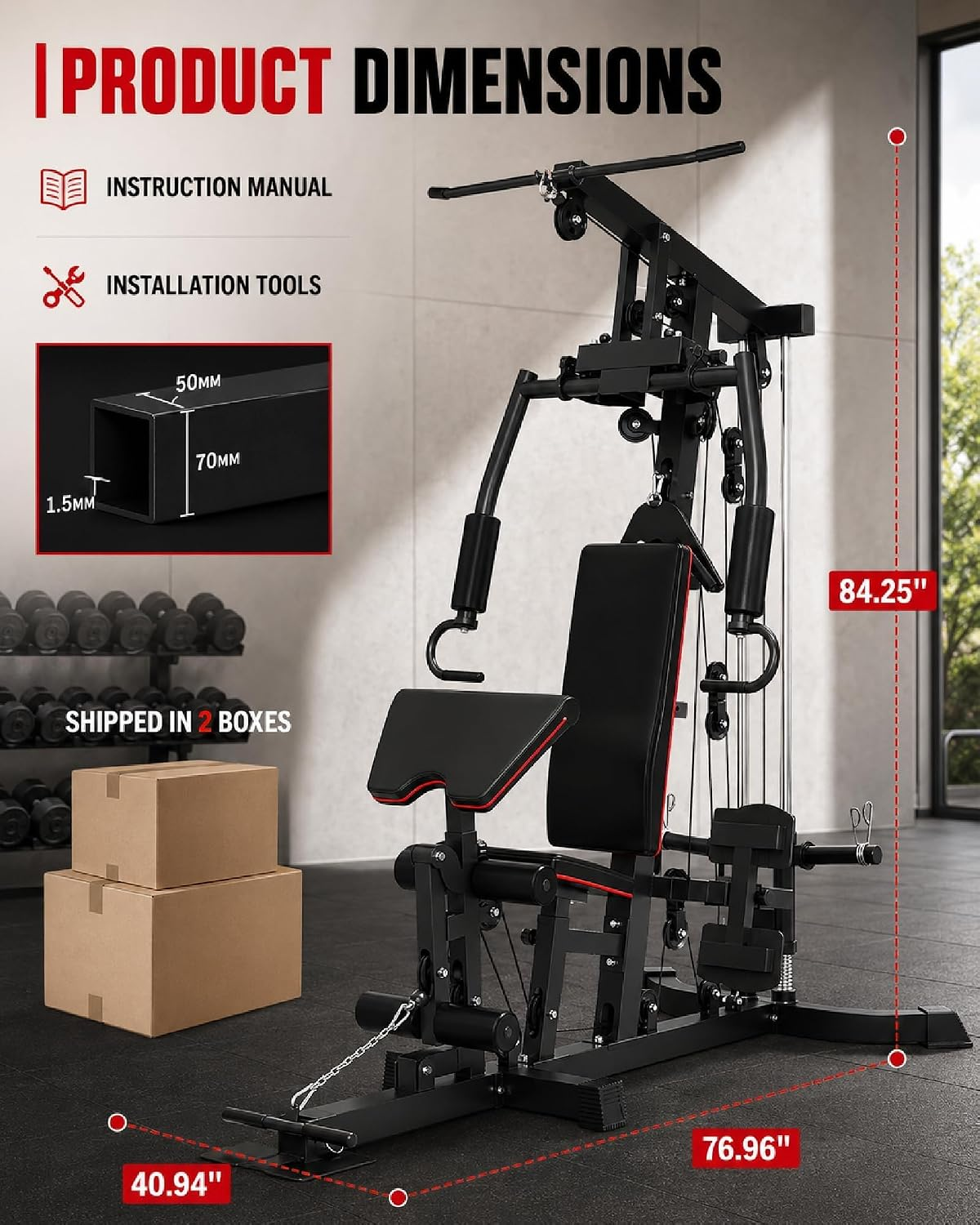 Multifunctional Home Gym Station with Leg Press, Preacher Curl & Lat Pulldown – 300 lbs Capacity - Image 8