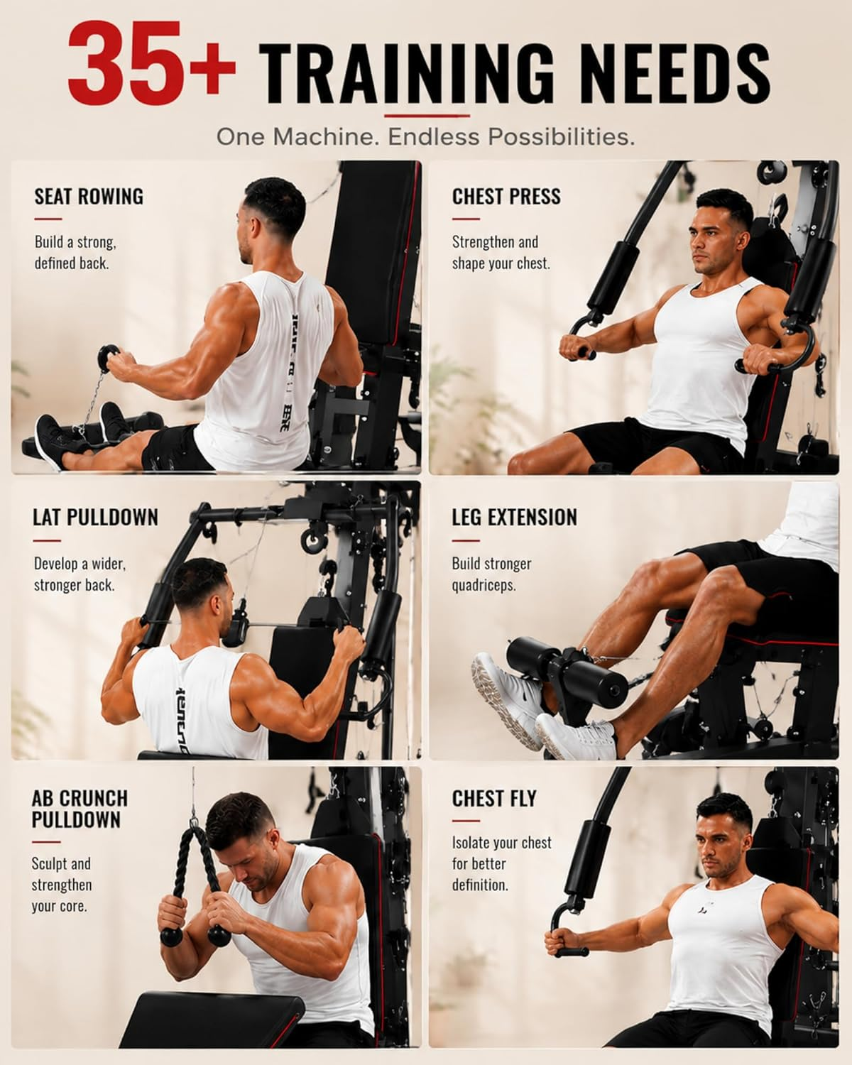 Multifunctional Home Gym Station with Leg Press, Preacher Curl & Lat Pulldown – 300 lbs Capacity - Image 5