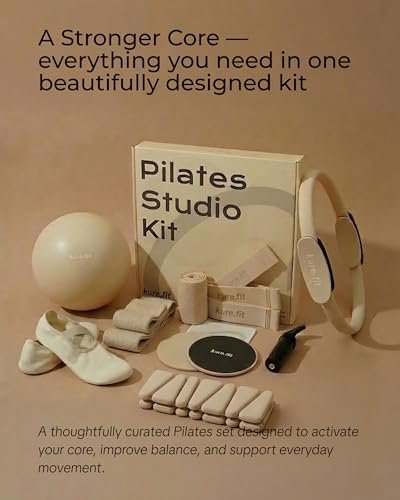 Beige Pilates Studio Kit and Sage Adjustable Dumbbell Bundle - Image 5