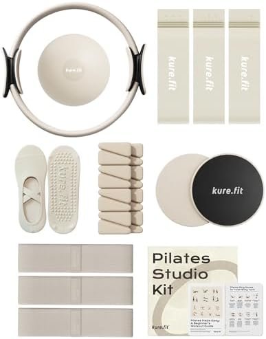 Beige Pilates Studio Kit and Sage Adjustable Dumbbell Bundle - Image 2