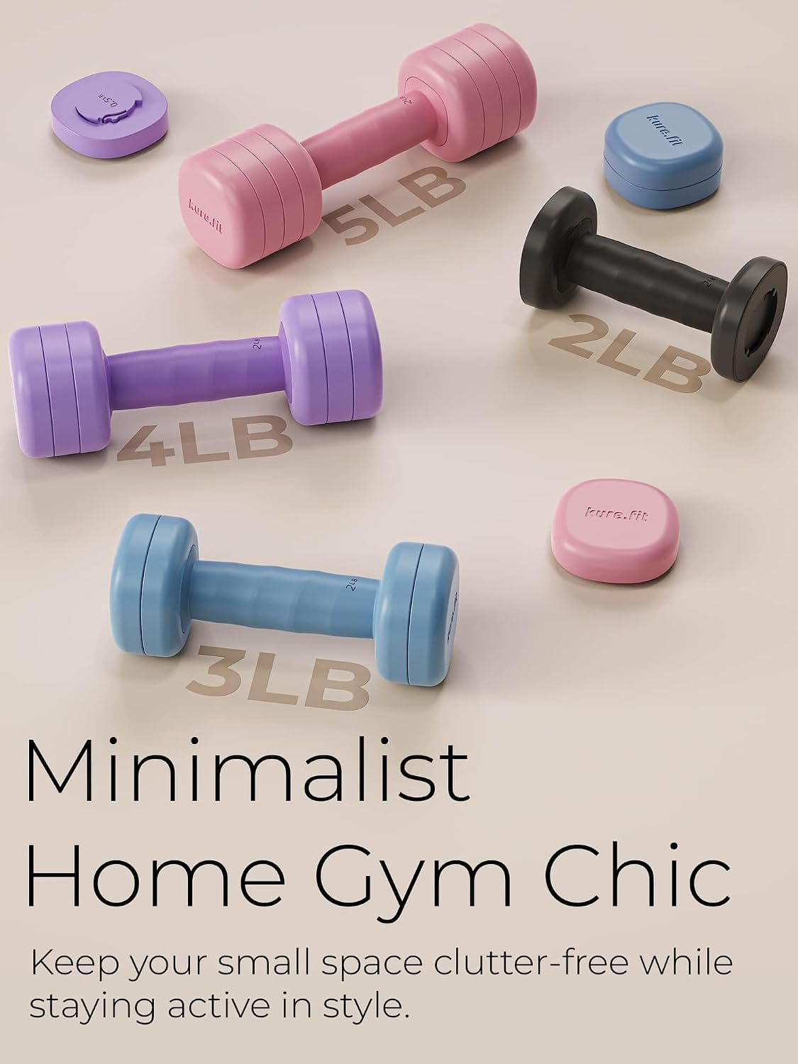 Beige Pilates Studio Kit and Sage Adjustable Dumbbell Bundle - Image 7