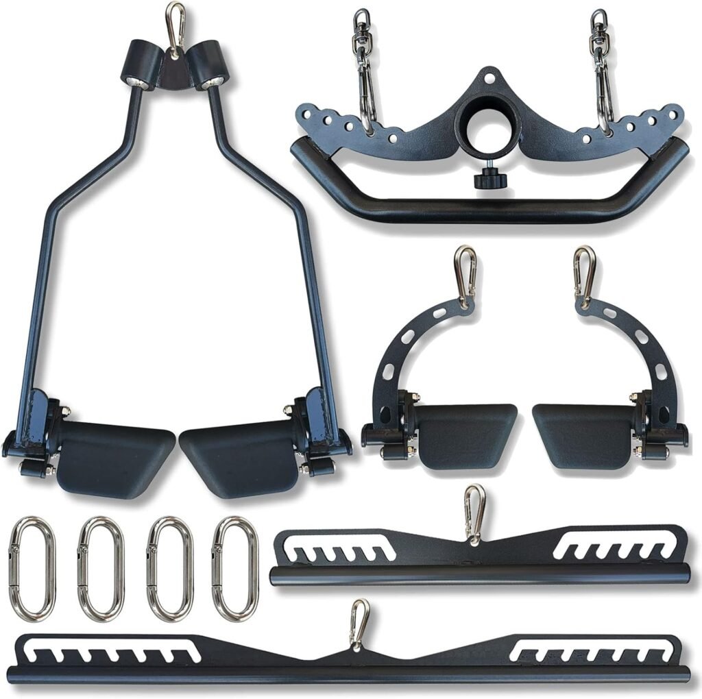 Multi-Grip Lat Pulldown & T-Bar Row Attachment Set for Cable Machine Home Gym