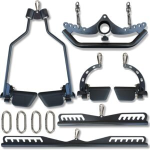 Multi-Grip Lat Pulldown & T-Bar Row Attachment Set for Cable Machine Home Gym