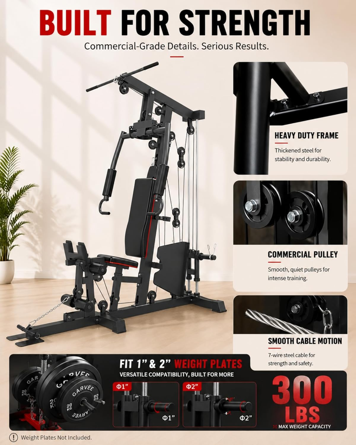 Multifunctional Home Gym Station with Leg Press, Preacher Curl & Lat Pulldown – 300 lbs Capacity - Image 7