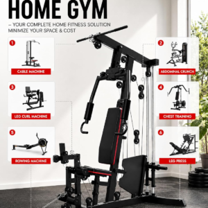 Multifunctional Home Gym Station with Leg Press, Preacher Curl & Lat Pulldown – 300 lbs Capacity